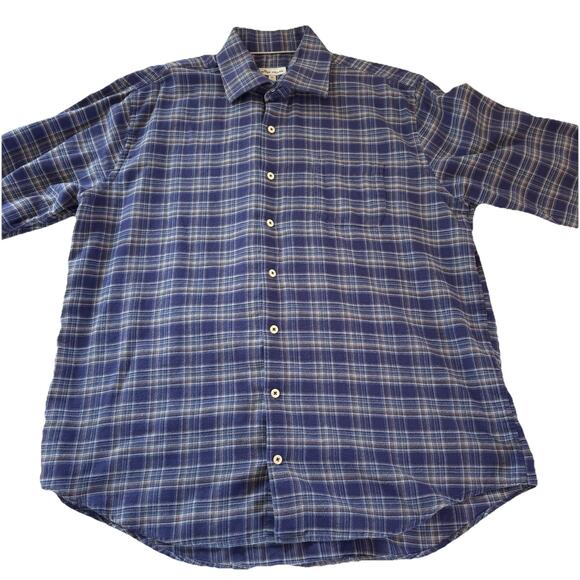 Peter Millar Men's XL Autumn Lightweight Flannel Shirt Blue Plaid Button Down - Picture 3 of 15